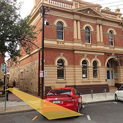 Street frontage showing walk laneway to left of the North Adelaide Post Office