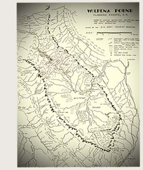 An early detailed map of Wilpena Pound, produced by the Adelaide Bushwalkers