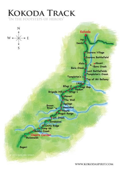 Topographic Map of the Kokoda Track, courtesy KokodaSpirit.com.au