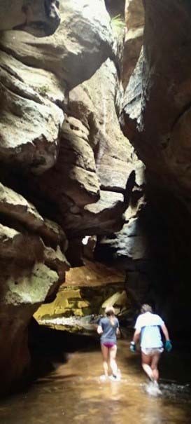 Tracy and Jude in the River Caves Canyon Wollemi National Park, photo: Lorraine Thomas