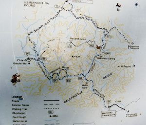 Basic map of walking trails in Vulkathunha-Gammon Ranges National Park