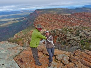 Dancing with Lesley on the rim of Wilpena Pound