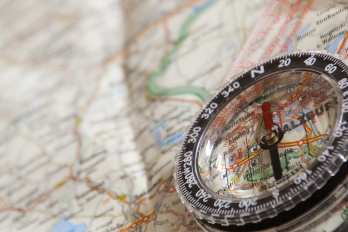 compass on german map